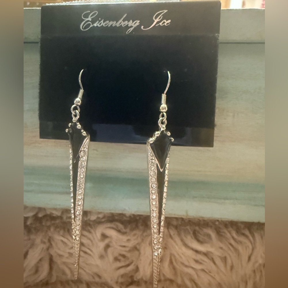 🌸 4 for $10 NWT Eisenberg Joe Silver-Toned and Black Dangle Earrings